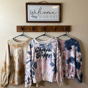 3 Pack Blue, Pink and Yellow Tie Dye Girl Sweaters